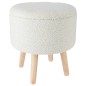 Home&Styling Taburete con almacenaje blanco marfil Ø35x40 cm