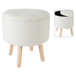 Home&Styling Taburete con almacenaje blanco marfil Ø35x40 cm