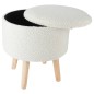 Home&Styling Taburete con almacenaje blanco marfil Ø35x40 cm