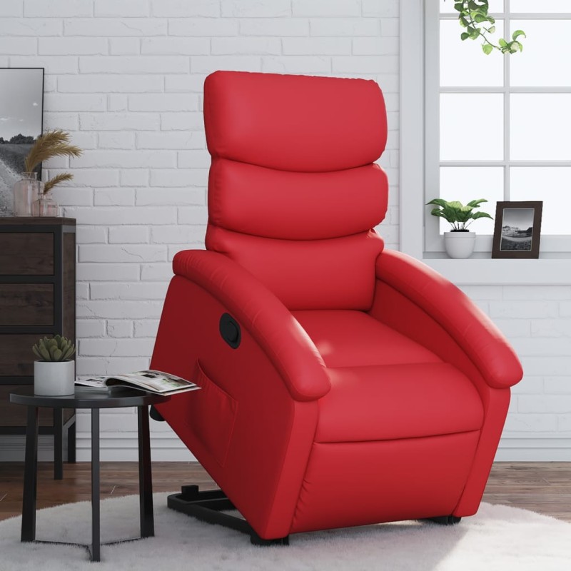 vidaXL Sillón reclinable elevable cuero artificial rojo vidaXL Sillón reclinable elevable cuero artificial rojo
