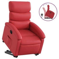 vidaXL Sillón reclinable elevable cuero artificial rojo