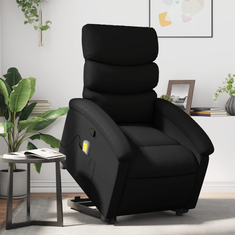 vidaXL Sillón reclinable de masaje de pie cuero artificial negro vidaXL Sillón reclinable de masaje de pie cuero artificial negro