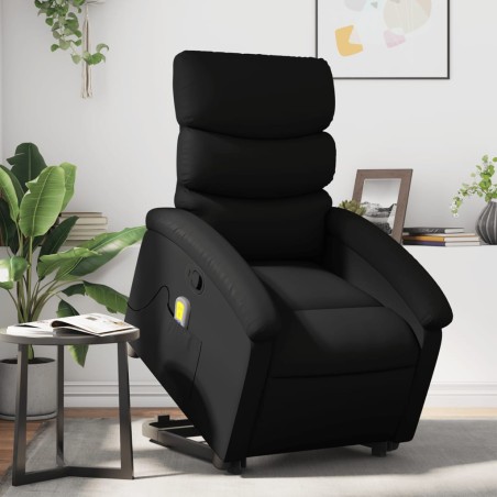 vidaXL Sillón reclinable de masaje de pie cuero artificial negro