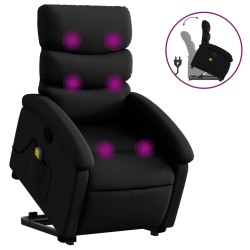 vidaXL Sillón reclinable de masaje de pie cuero artificial negro