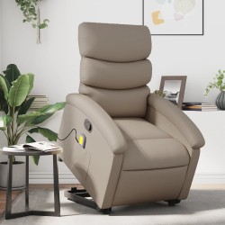 vidaXL Sillón reclinable masaje pie cuero artificial color capuchino