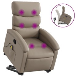 vidaXL Sillón reclinable masaje pie cuero artificial color capuchino