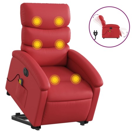 vidaXL Sillón de majaje elevable eléctrico cuero artificial rojo