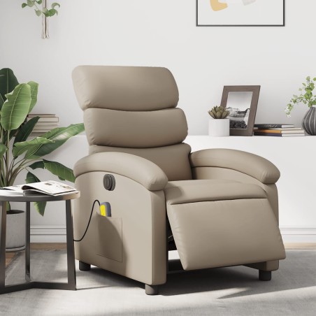 vidaXL Sillón reclinable de masaje eléctrico cuero sintético capuchino