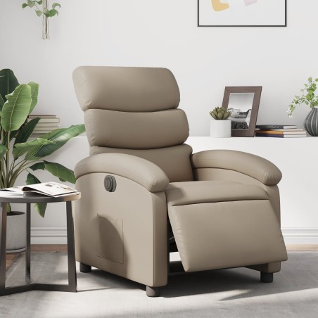 vidaXL Sillón reclinable eléctrico de cuero sintético color capuchino