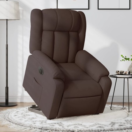 vidaXL Sillón eléctrico reclinable elevable de tela marrón oscuro