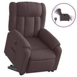 vidaXL Sillón eléctrico reclinable elevable de tela marrón oscuro