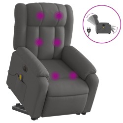 vidaXL Sillón de masaje eléctrico reclinable elevable tela gris oscuro