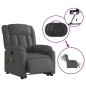 vidaXL Sillón de masaje eléctrico reclinable elevable tela gris oscuro