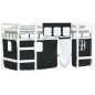 vidaXL Cama alta niños con cortinas madera pino blanco negro 80x200 cm