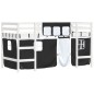 vidaXL Cama alta niños con cortinas madera pino blanco negro 80x200 cm