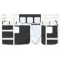 vidaXL Cama alta niños con cortinas madera pino blanco negro 80x200 cm