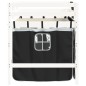 vidaXL Cama alta niños con cortinas madera pino blanco negro 80x200 cm
