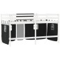vidaXL Cama alta niños con cortinas madera pino blanco negro 80x200 cm