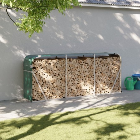 vidaXL Leñero de acero galvanizado verde 234x45x100 cm