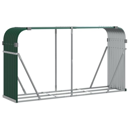 vidaXL Leñero de acero galvanizado verde 234x45x100 cm