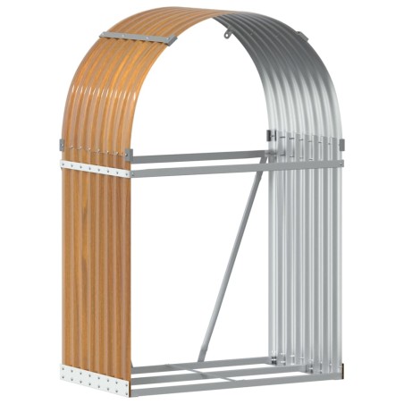 vidaXL Leñero de acero galvanizado marrón claro 80x45x120 cm