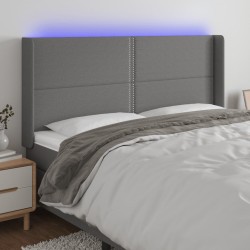 vidaXL Cabecero con LED de tela gris oscuro 203x16x118/128 cm