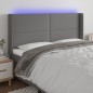 vidaXL Cabecero con LED de tela gris oscuro 203x16x118/128 cm vidaXL Cabecero con LED de tela gris oscuro 203x16x118/128 cm