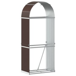 vidaXL Leñero de acero galvanizado marrón 80x45x190 cm