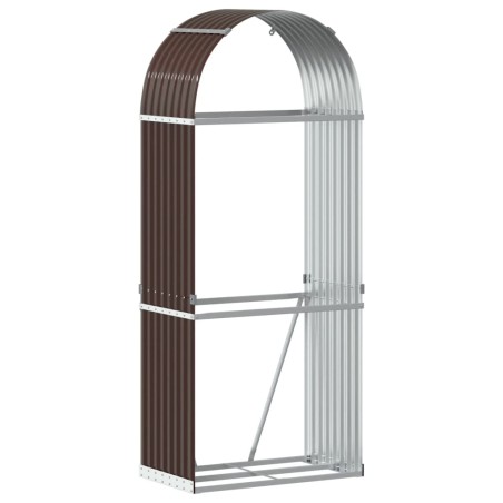 vidaXL Leñero de acero galvanizado marrón 80x45x190 cm
