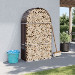 vidaXL Leñero de acero galvanizado marrón 120x45x210 cm