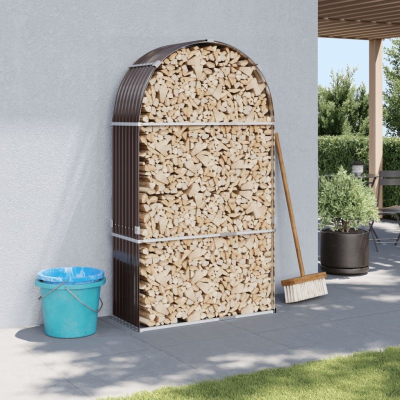 vidaXL Leñero de acero galvanizado marrón 120x45x210 cm