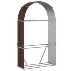 vidaXL Leñero de acero galvanizado marrón 120x45x210 cm