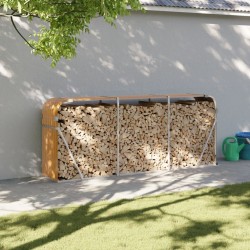 vidaXL Leñero de acero galvanizado marrón claro 234x45x100 cm