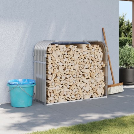 vidaXL Leñero de acero galvanizado gris claro 120x45x100 cm