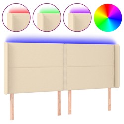 vidaXL Cabecero con LED de tela color crema 163x16x118/128 cm