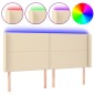 vidaXL Cabecero con LED de tela color crema 163x16x118/128 cm
