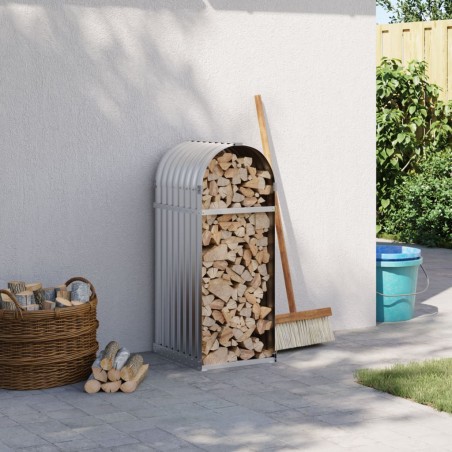 vidaXL Leñero de acero galvanizado plateado 40x45x100 cm