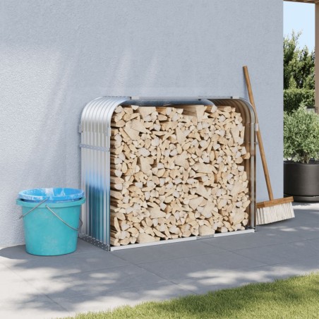 vidaXL Leñero de acero galvanizado plateado 120x45x100 cm