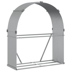 vidaXL Leñero de acero galvanizado plateado 120x45x140 cm