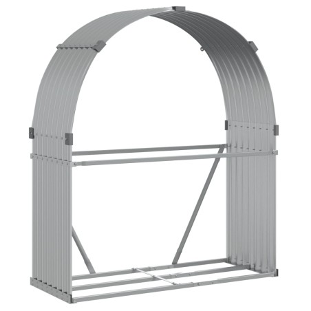 vidaXL Leñero de acero galvanizado plateado 120x45x140 cm