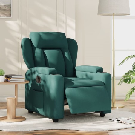 vidaXL Sillón reclinable eléctrico tela verde oscuro