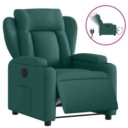 vidaXL Sillón reclinable eléctrico tela verde oscuro