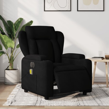 vidaXL Sillón reclinable de masaje eléctrico tela negro