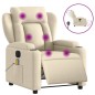 vidaXL Sillón reclinable de masaje eléctrico tela color crema