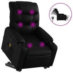 vidaXL Sillón de masaje elevable eléctrico cuero sintético negro