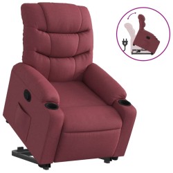 vidaXL Sillón reclinable elevable tela rojo tinto