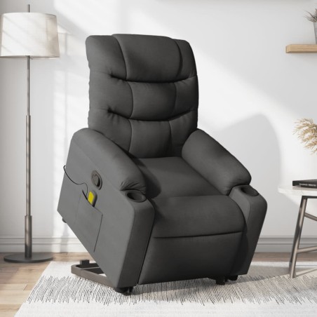 vidaXL Silla de masaje reclinable de pie de tela gris oscuro
