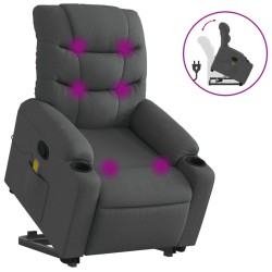 vidaXL Silla de masaje reclinable de pie de tela gris oscuro