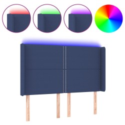 vidaXL Cabecero con LED de tela azul 147x16x118/128 cm