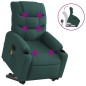 vidaXL Silla de masaje reclinable de pie de tela verde oscura